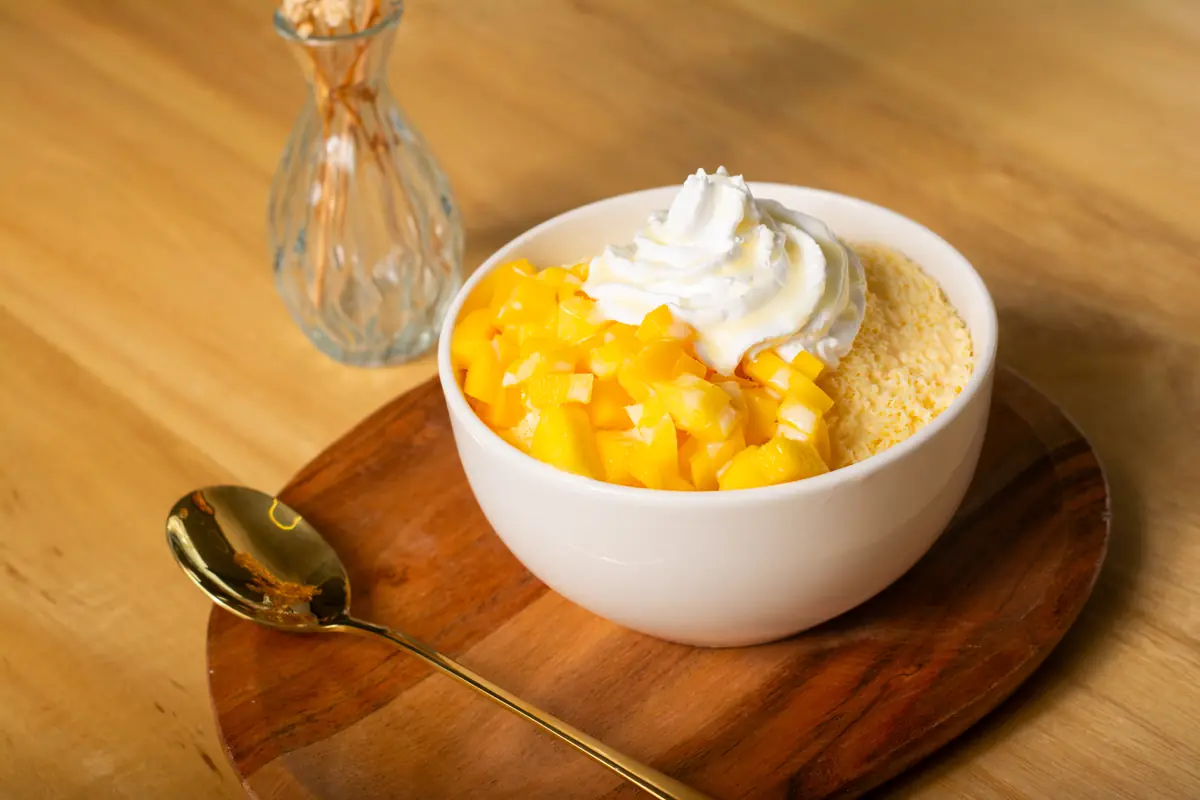Snowty mango con cubos de mango fresco